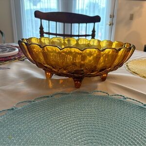 Indiana Glass Amber Scalloped Bowl